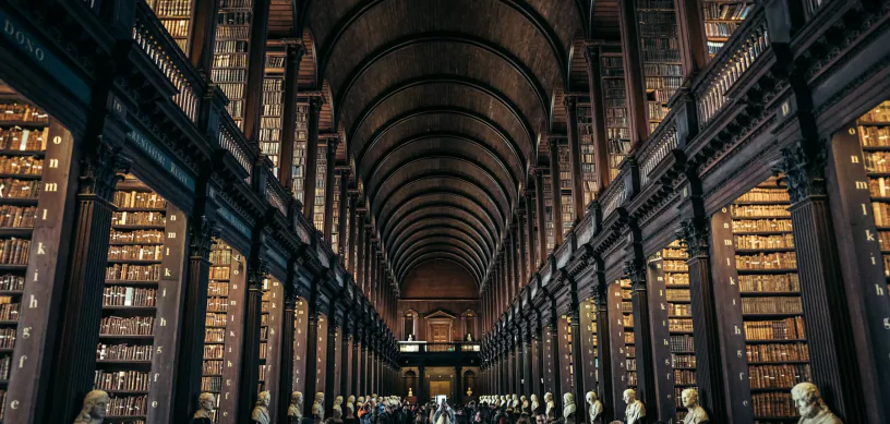 Long Room library at Trinity College Dublin, a top university in Ireland for Masters