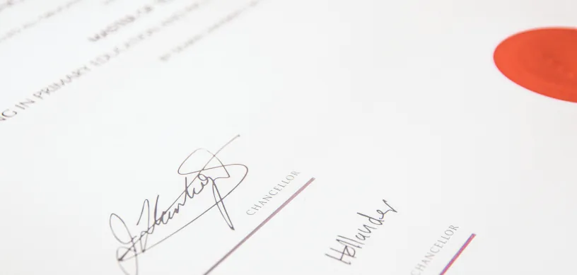 University certificate with seal and signatures, a key study abroad document